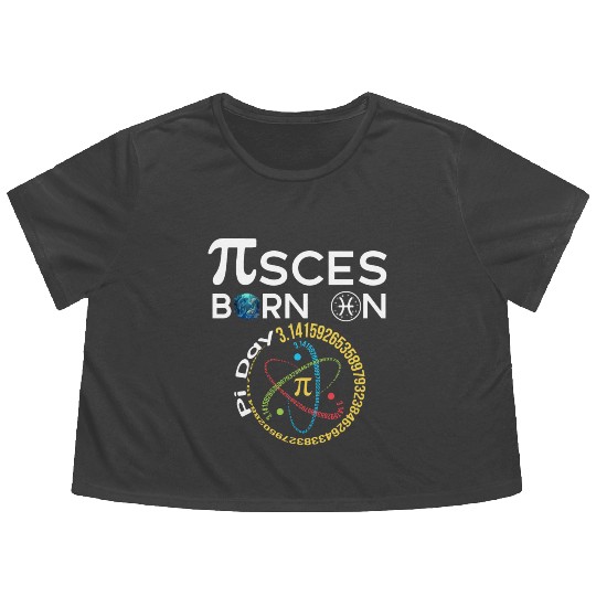 Pi Day Birthday Baby Born on Pi Day Pisces Flowy Cropped Tees