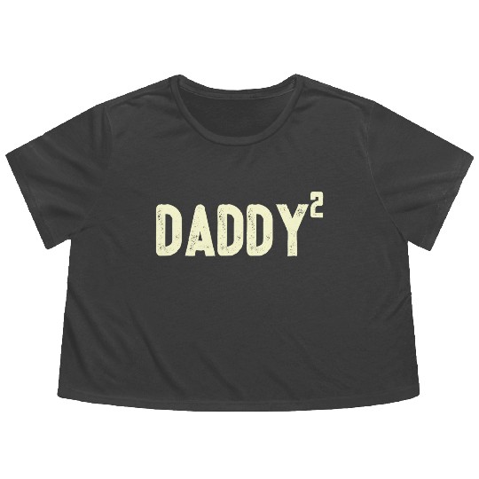 Mens Daddy to be of 2 kids 2nd power squared Dad s Flowy Cropped Tees