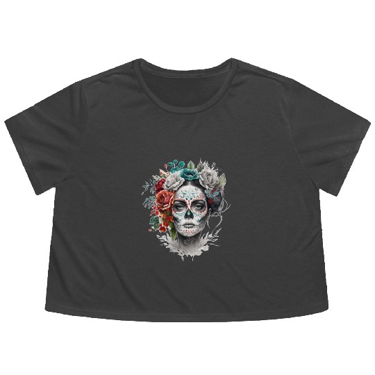 Frida Mexican frida kahlo woman painter art Flowy Cropped Tees