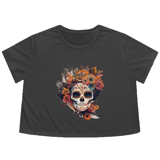 Frida Mexican frida kahlo woman painter art Flowy Cropped Tees