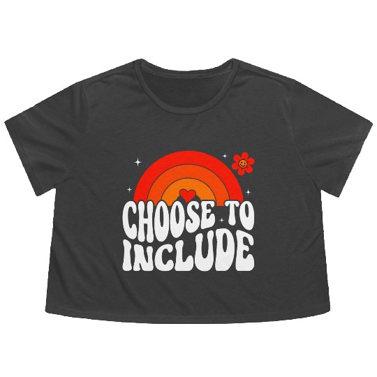 Choose To Include For Autism Teacher Flowy Cropped Tees