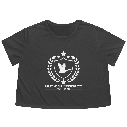 Silly Goose University Established 1576 Goose Flowy Cropped Tees
