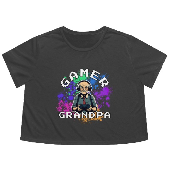 Gamer Grandpa Flowy Cropped Tees