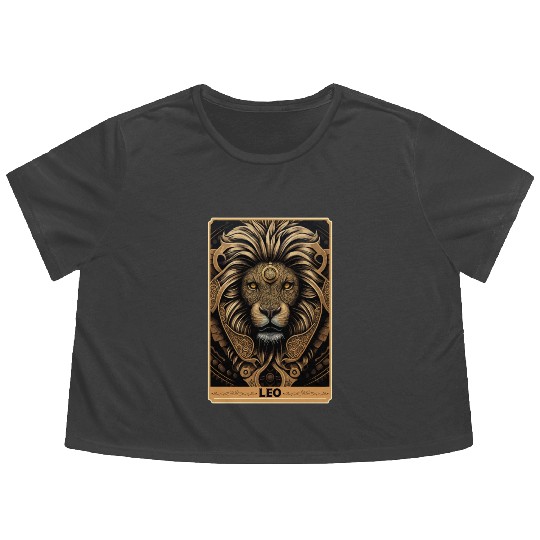 Leo Astrology Sign Lion Zodiac Tarot Card Occult W Flowy Cropped Tees