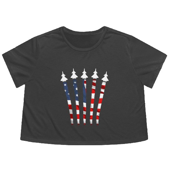 Patriotic America USA Flag 4th Of July American Flowy Cropped Tees