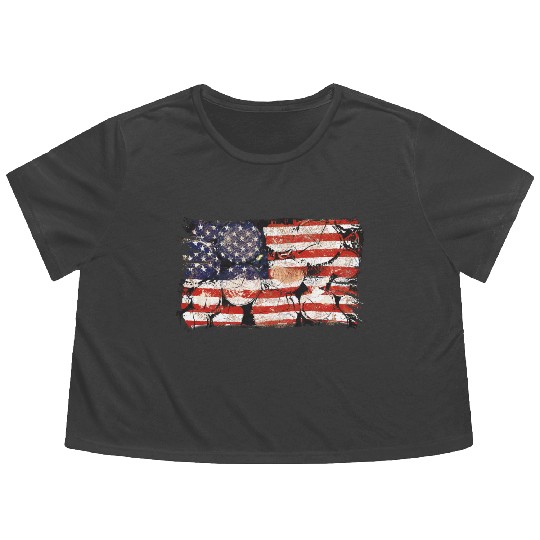 The Usa Flag Tree Trunks America Patriotism Flowy Cropped Tees
