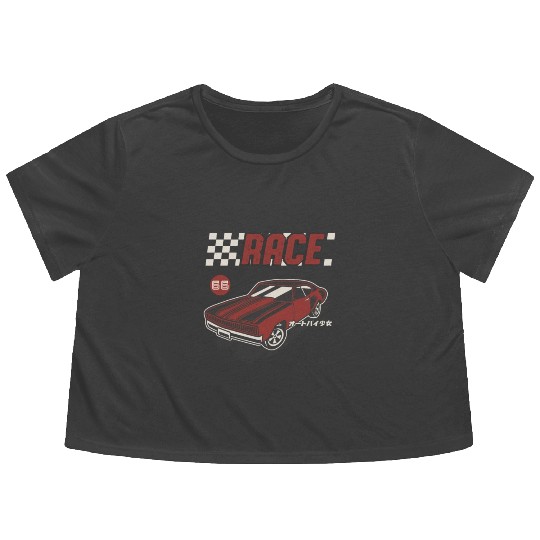 Retro Muscle Car Vintage Racing Car Lover Flowy Cropped Tees
