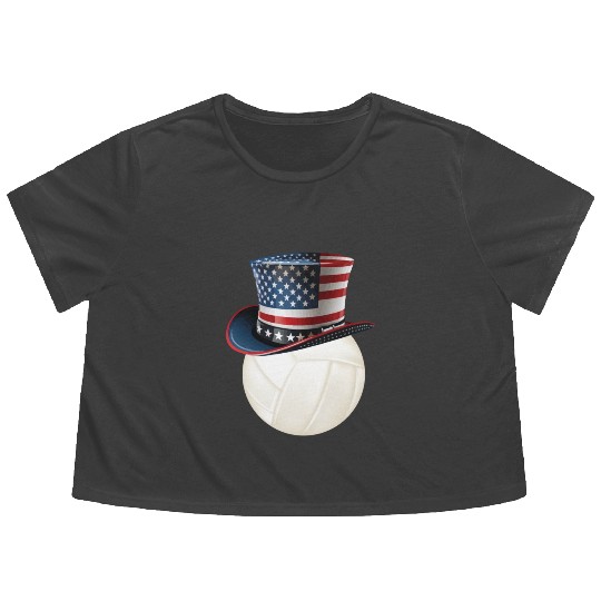 Patriotic America USA Flag 4th Of July Volleyball Flowy Cropped Tees