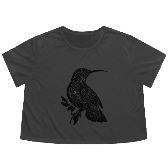 Exotic Tattoo Hummingbird Tribal Style Wings Flowy Cropped Tees