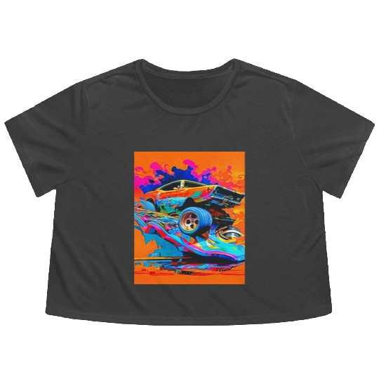 Car Muscle Car Vintage Retro muscle car Flowy Cropped Tees