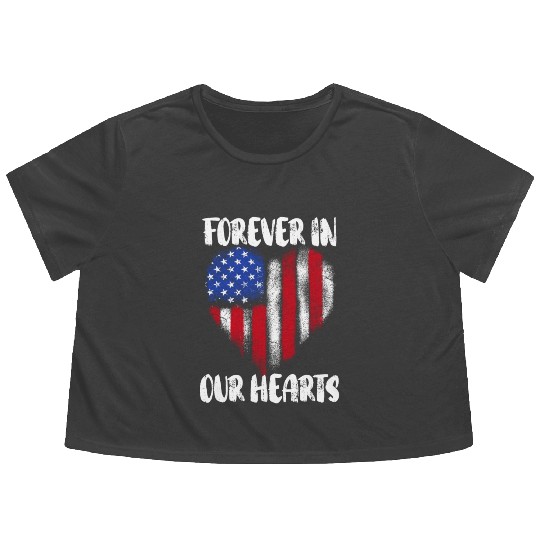 Patriotic Veteran USA Flag American Memorial Day Flowy Cropped Tees