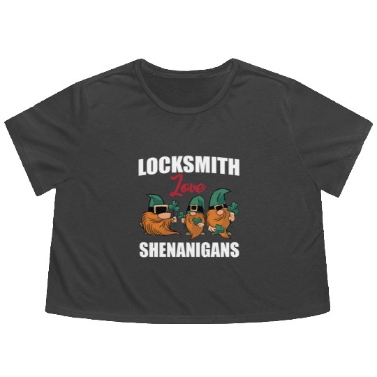 Locksmith Love Shenanigans St. Patricks Day Gnomes Flowy Cropped Tees