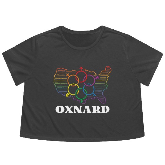 Oxnard Pride Month Pride Flag LGBT Community LGBTQ Flowy Cropped Tees