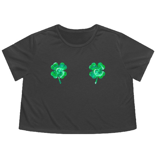 Shamrock Boobs Tie Dye Irish Boobies St Patricks Flowy Cropped Tees
