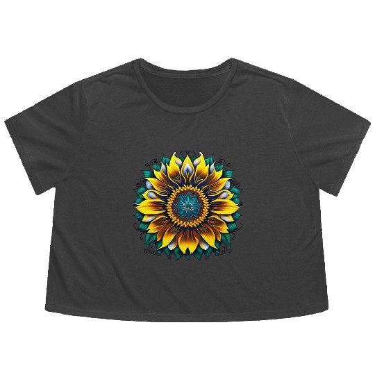 Beautiful Sunflower Flower Flowy Cropped Tees