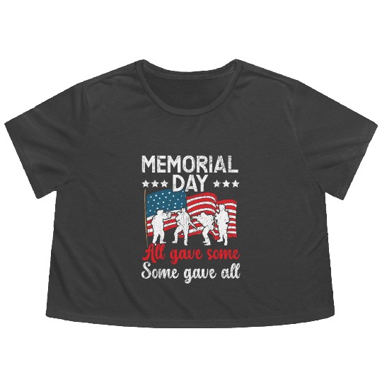 All Gave Some Some Gave All USA Flag Memorial Day Flowy Cropped Tees