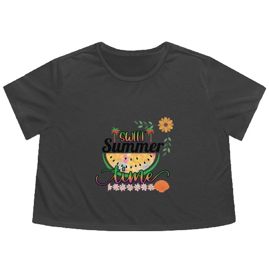 Cute summer design printed Sweet summer time Flowy Cropped Tees