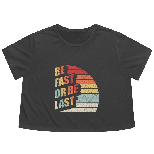 Fast Car Quote Drag Racing Gift Vintage Retro Rac Flowy Cropped Tees