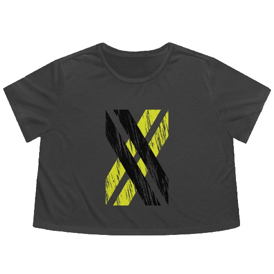X black and yellow Flowy Cropped Tees