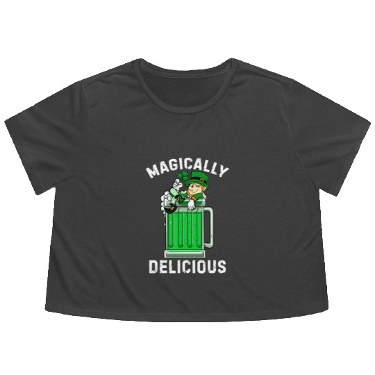 Magically Delicious idea St Patricks Day Drinking Flowy Cropped Tees