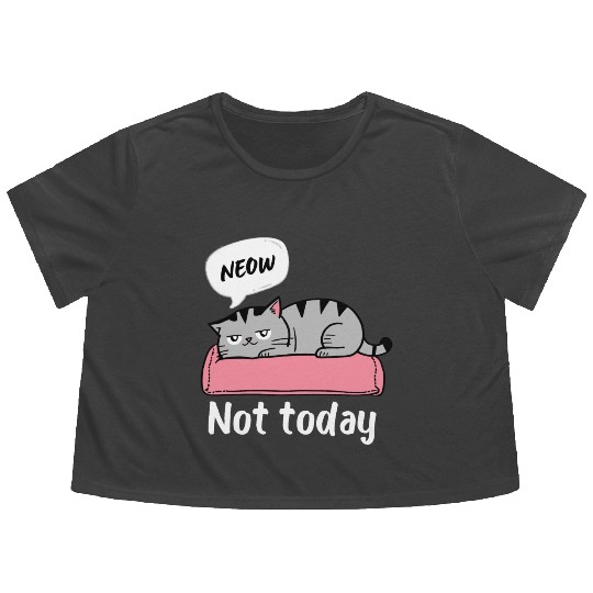 Funny Lazy Bored Cat | For Cat Mom Cat lovers Flowy Cropped Tees