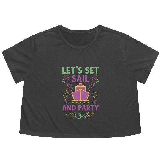 Mardi Gras Cruise Ship Carnival Cruising Party Flowy Cropped Tees
