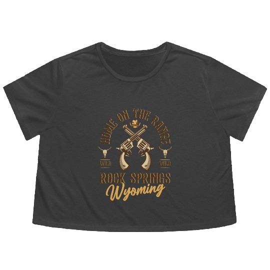 RockSprings Wyoming wild west town Flowy Cropped Tees