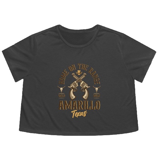 Amarillo Texas wild west town Flowy Cropped Tees