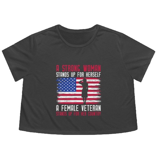 Female Veteran USA Flowy Cropped Tees