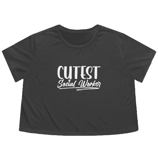 Cutest Social Worker Job Work Graduation Flowy Cropped Tees