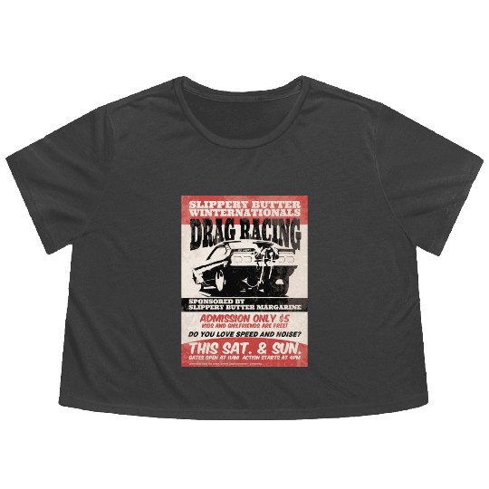 Vintage Hot Rod Classic Drag Racing Poster Flowy Cropped Tees