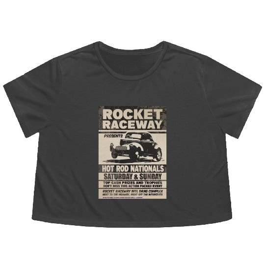 Vintage Hot Rod Classic Drag Racing Poster Flowy Cropped Tees