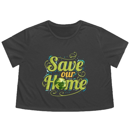 Logo Save Our Home For Earth Day Flowy Cropped Tees