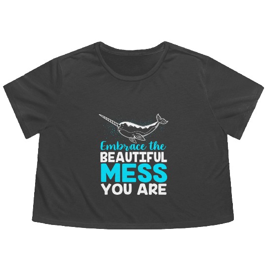 Inspirational Animal Quote Sea Creature Narwhal Flowy Cropped Tees