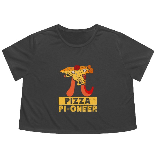 Pi Day Pizza Pi Symbol Math Number Flowy Cropped Tees