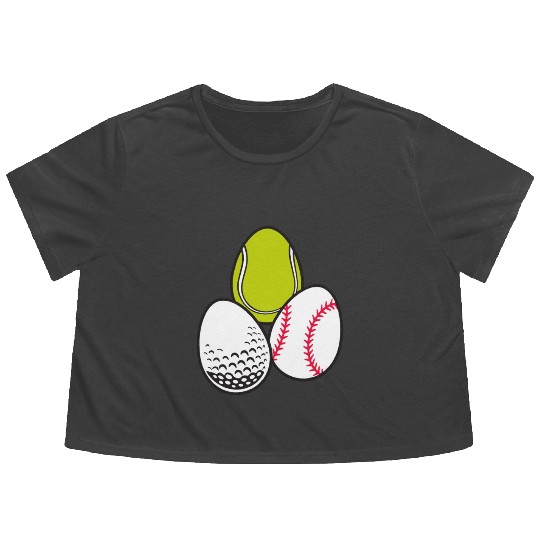 Sports Easter Egg Tennis Athletic Baseball Game Flowy Cropped Tees