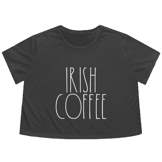 Irish Coffee White Rae Dunn Inspired Minimalist Flowy Cropped Tees