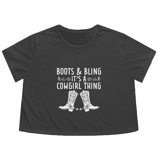 Boots And Bling It's A Cowgirl Thing Flowy Cropped Tees