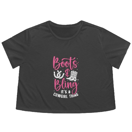 Boots And Bling It's A Cowgirl Thing Flowy Cropped Tees