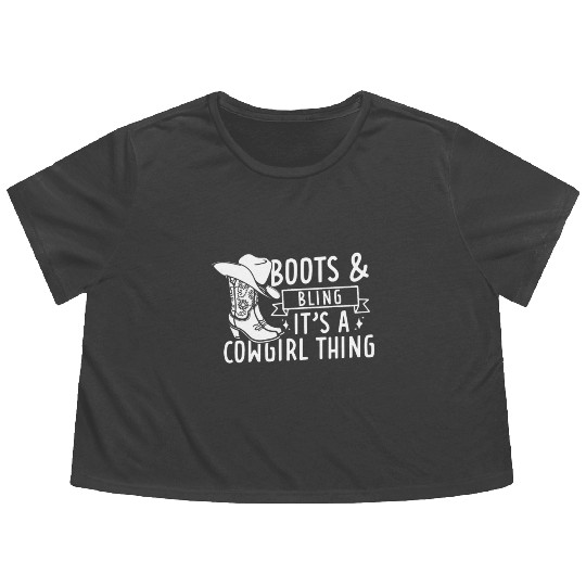 Boots And Bling It's A Cowgirl Thing Flowy Cropped Tees