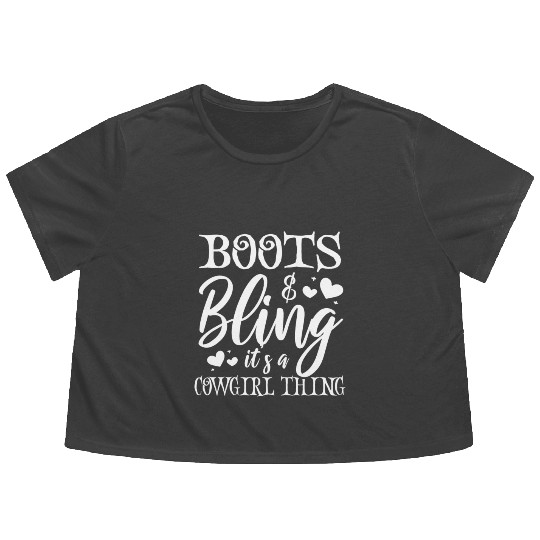 Boots And Bling It's A Cowgirl Thing Flowy Cropped Tees