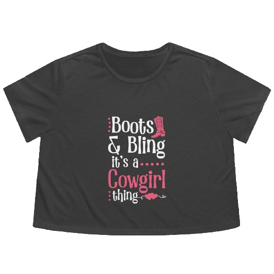 Boots And Bling It's A Cowgirl Thing Flowy Cropped Tees