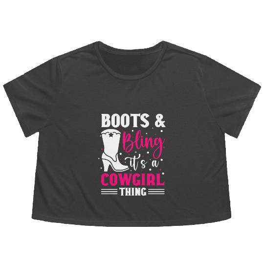 Boots And Bling It's A Cowgirl Thing Flowy Cropped Tees