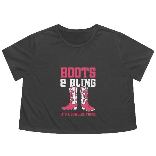 Boots And Bling It's A Cowgirl Thing Flowy Cropped Tees