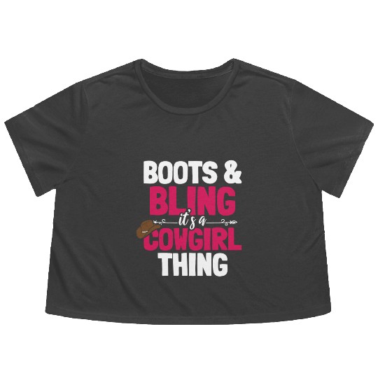Boots And Bling It's A Cowgirl Thing Flowy Cropped Tees