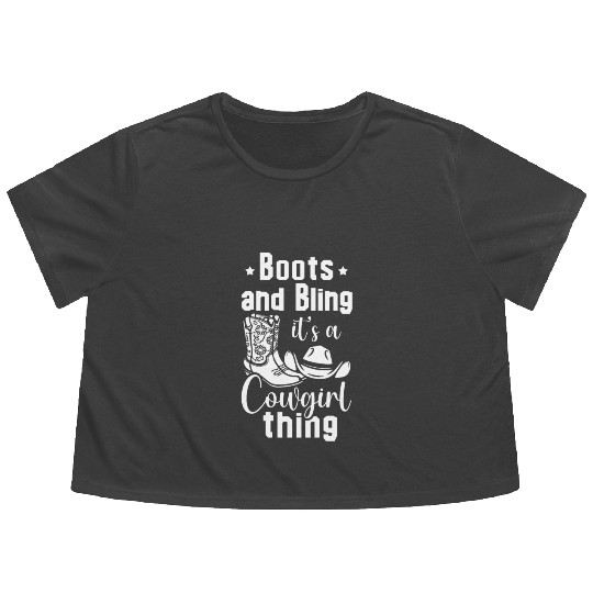 Boots And Bling It's A Cowgirl Thing Flowy Cropped Tees