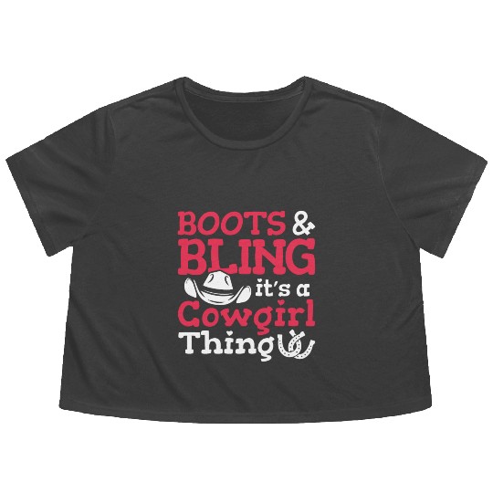 Boots And Bling It's A Cowgirl Thing Flowy Cropped Tees