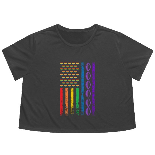 American Sports Rainbow Flag LGBT Pride Month Flowy Cropped Tees