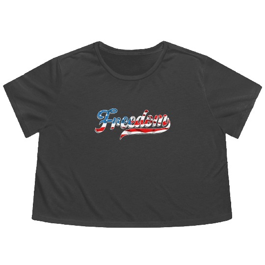 Patriotic America USA Flag 4th Of July American Flowy Cropped Tees
