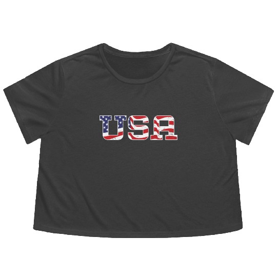 Patriotic America USA Flag 4th Of July American Flowy Cropped Tees